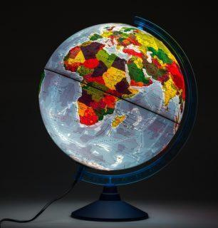 Глобус Земли физико-политический рельефный с подсветкой, D-250 мм  #1