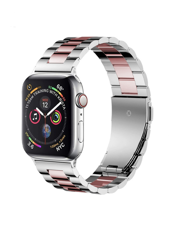 Ремешок для Apple Watch 42 мм, 44 мм, 45 мм, 49 мм металлический блочный браслет  #1