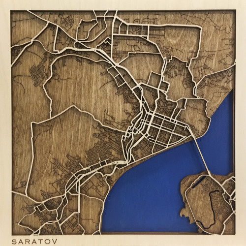 Саратов. Деревянная интерьерная карта города Саратов 50х50 см, размер L  #1