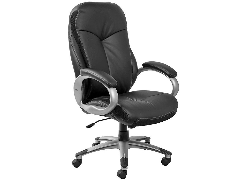 Кресло Buro T-9908AXSN-AB черная кожа алюминиевая основа #1