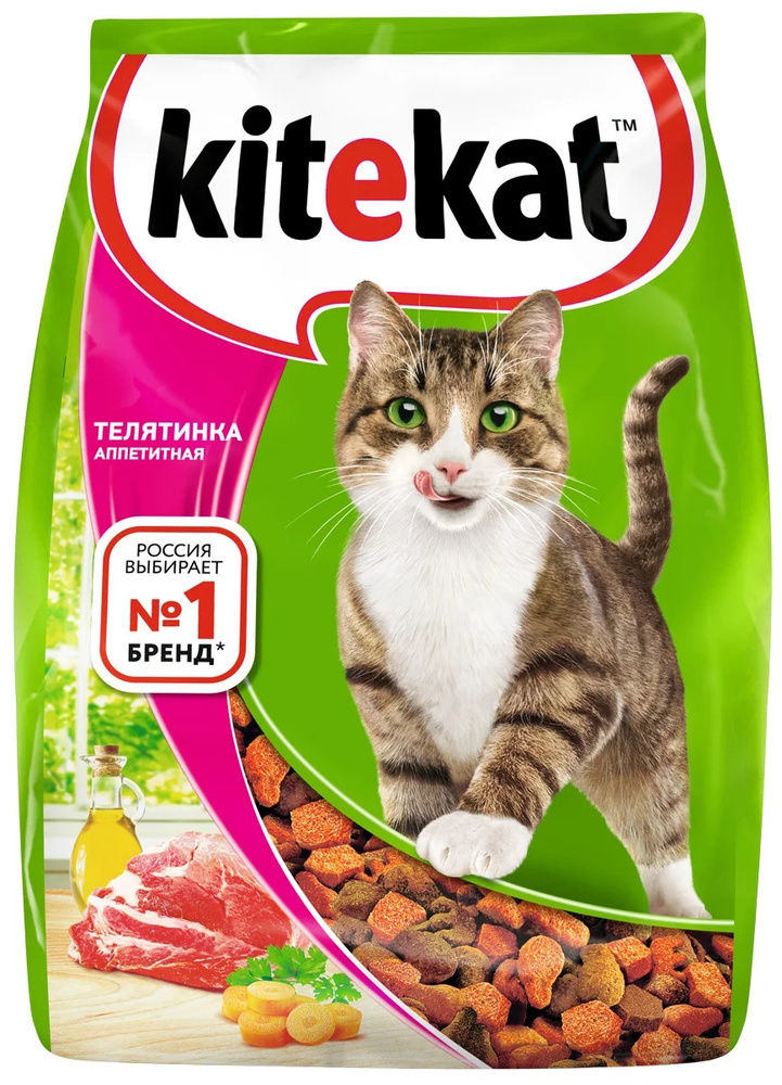 Корм сухой для кошек KITEKAT с аппетитной телятинкой, 1,9кг, 1 шт.  #1