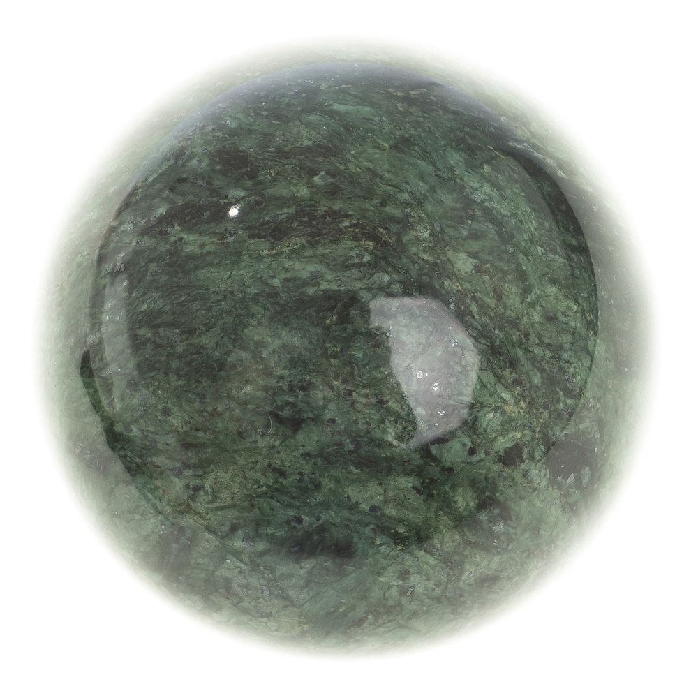 Шар из темно-зеленого змеевика 11 см / шар декоративный / шар для медитаций / каменный шарик / сувенир #1
