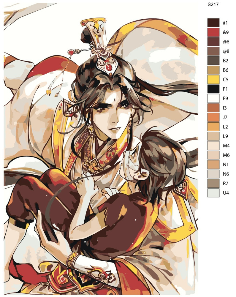 Картина по номерам S217 "Аниме - Благословение небожителей. Лянь Се и Чэн Хуа" 50x70  #1