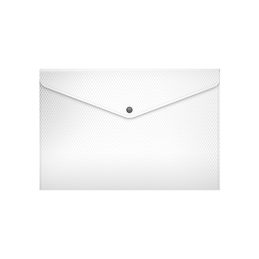Папка-конверт на кнопке пластиковая ErichKrause Diamond Total White, полупрозрачная, A4, белый (в пакете #1