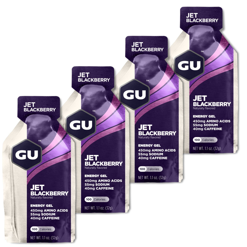 Энергетический гель GU ENERGY GU ORIGINAL ENERGY GEL 40mg caffeine 4 стика x 32 г, Ежевика Джет  #1