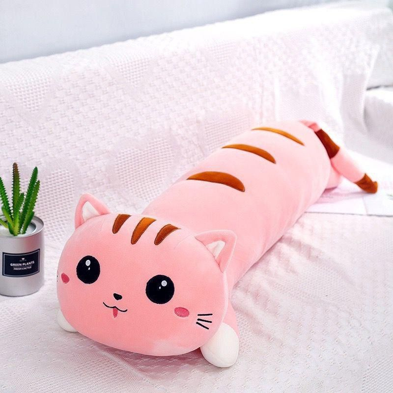 Мягкая игрушка кот батон 70см Розовый / длинная подушка обнимашка / антистресс / подарок мальчику девочке #1