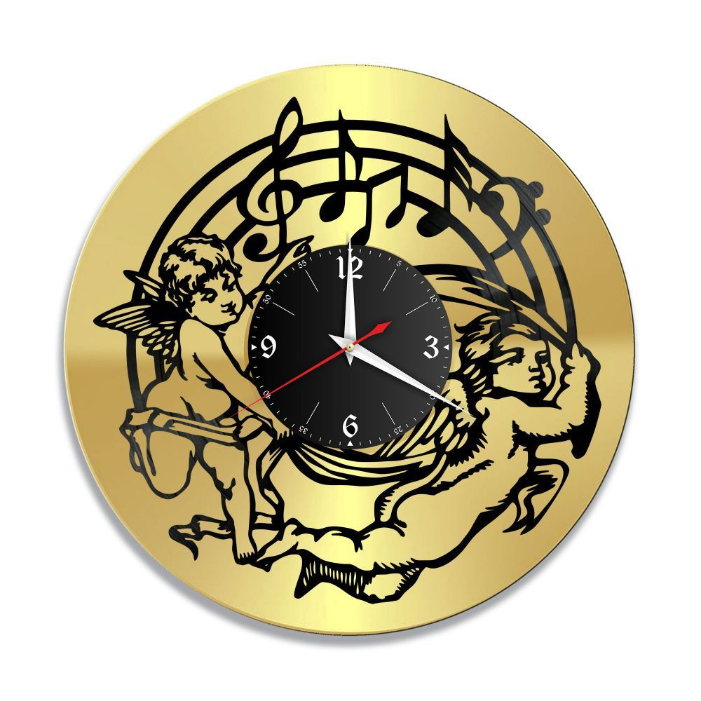 RedLaser Настенные часы "Музыка золото, из винила, №18", 30 см #1