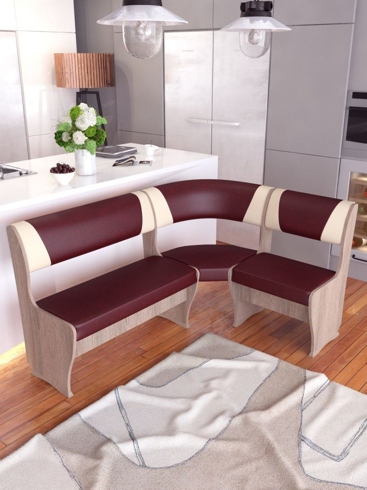 Комфортная мебель Модульный диван, механизм Нераскладной, 150х110х85 см,бордовый, темно-бежевый  #1