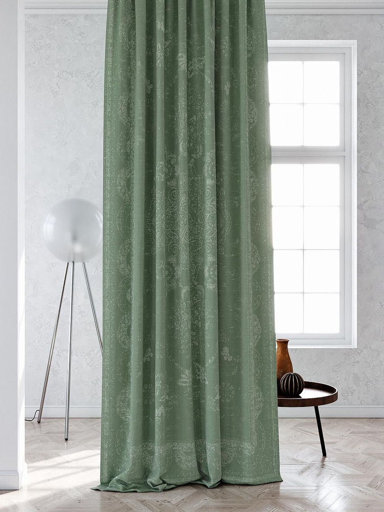 Портьера Габардин AT HOME / шторы в комнату 150х250 см / Канвиарс (зеленый)  #1