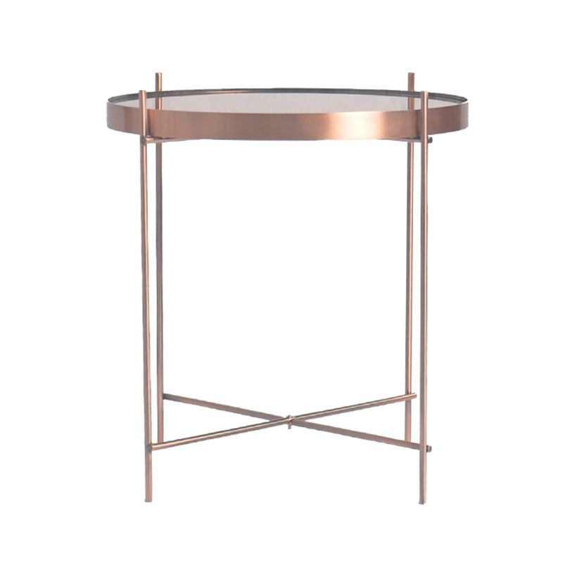 Журнальный кофейный стол Josen, D42.7 см, зеркальное полотно, сталь металл, розовый медный  #1