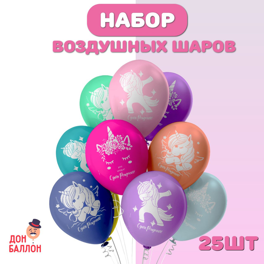 Воздушные шарики набор 25шт/ Шары воздушные с Днем Рождения  #1