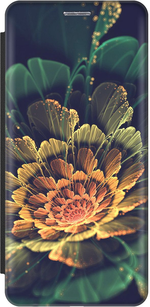 Чехол-книжка Красивый цветок на Samsung Galaxy A23 4G / Самсунг А23 4Г черный  #1