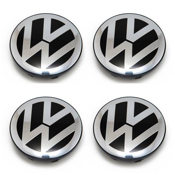 Колпачки на литые диски 68/62/9 мм - 4 шт / Заглушки ступицы пластиковые Volkswagen черный  #1