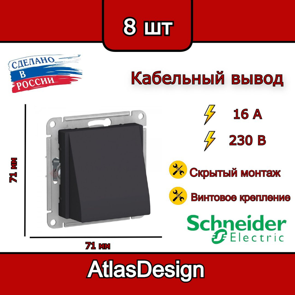 Вывод кабеля, карбон, Schneider Electric AtlasDesign (комплект 8шт) #1