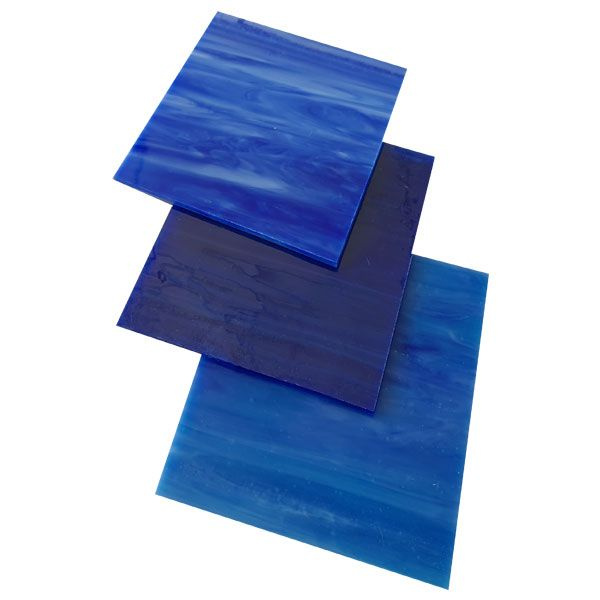 Цветное стекло для мозаики и витражей Тиффани Blue Color 3 шт. 10 на 10 см.  #1