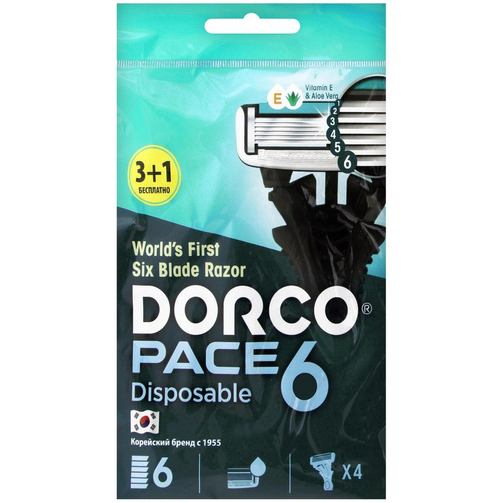 Dorco Pace 6 Disposable станок для бритья одноразовый мужской (4 шт.)  #1