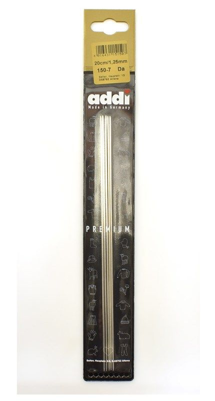 Спицы чулочные №1,25-20см Addi, для вязания, сталь, 5 шт в блистере  #1