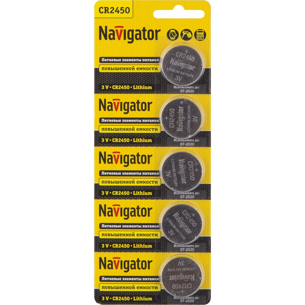 Navigator Батарейка CR2450, Литиевый тип, 3 В, 5 шт #1