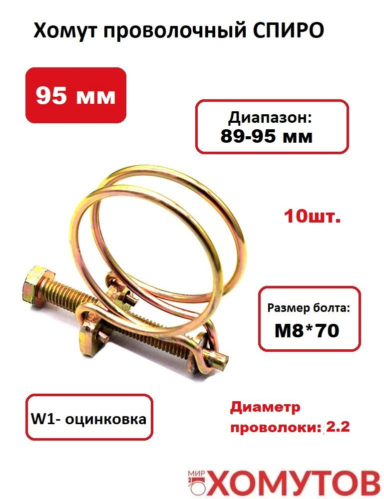 Хомут проволочный СПИРО 95 мм, 10шт МХ Мир Хомутов #1