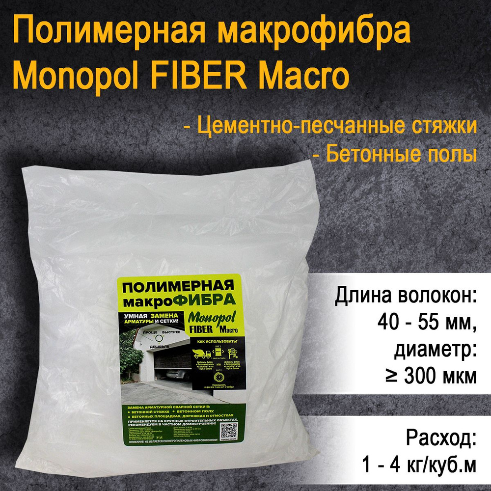 Макрофибра полимерная Monopol FIBER Macro фибра для бетона (фасовка: 1 кг)  #1