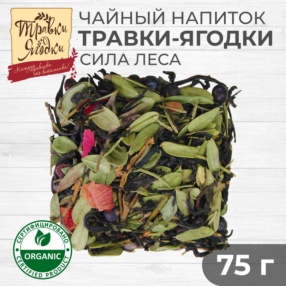 Травки-ягодки травяной крупнолистовой чай СИЛА ЛЕСА, напиток без кофеина для иммунитета с ферментированным #1