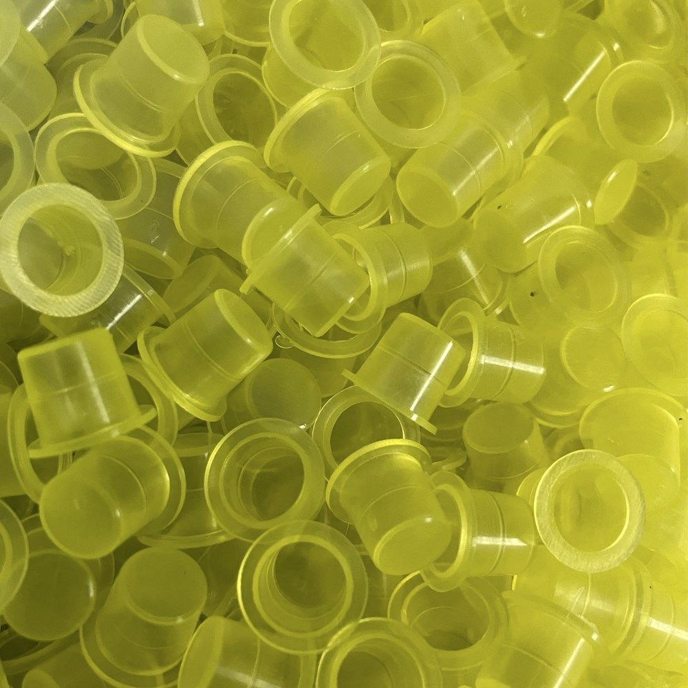 Колпачки под краску, кэпсы для тату краски "Yellow Ink Cup" размер 9мм ...