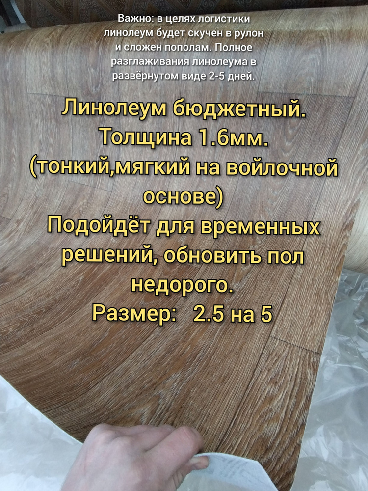 Juteks Линолеум на отрез БР1-2.5_коричневый Бытовой, 5000 мм, 2500 мм  #1