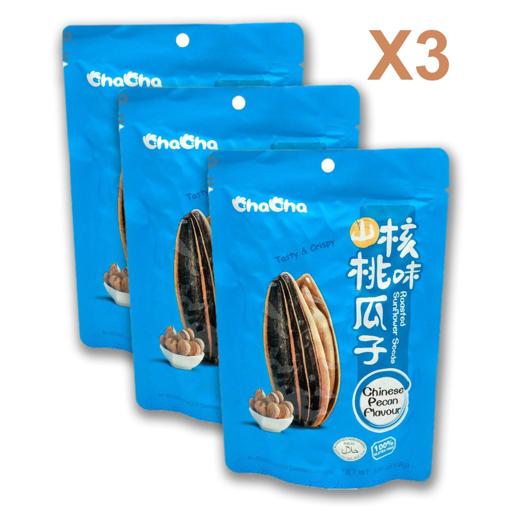 3 пачки жареных семечек подсолнечника ChaCha Pecan со вкусом ореха пекан, в вакуумной упаковке, по 108 #1
