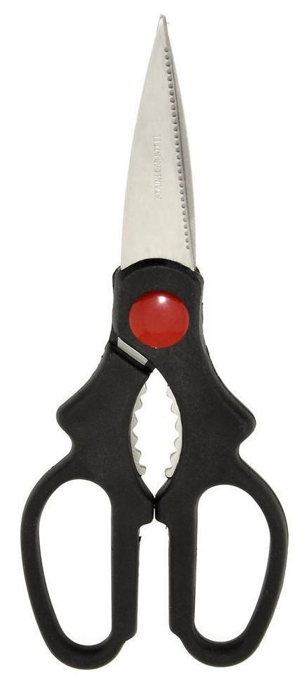 Ножницы кухонные Мультидом AN60-32 с замком нержавеющая сталь/пластик черный 20.5см / инструменты для #1