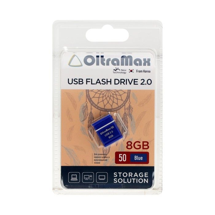 Флешка OltraMax 50, 8 Гб, USB2.0, чт до 15 Мб/с, зап до 8 Мб/с, синяя #1