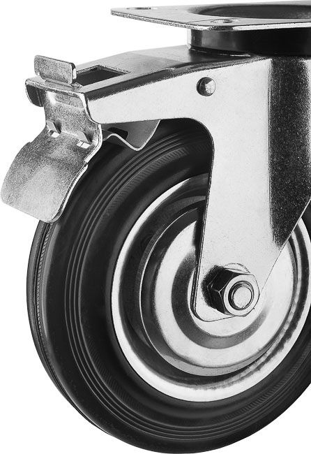 Поворотное колесо резина/металл игольчатый подшипник ЗУБР Профессионал d 200 мм г/п 185 кг 30936-200-S #1