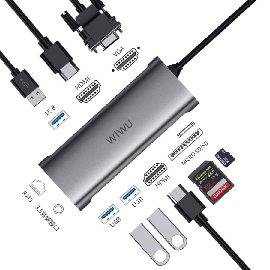 WIWU Кабель питания USB Type-C/VGA (D-Sub), HDMI, серый #1