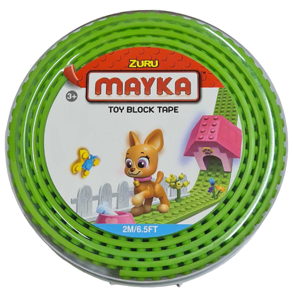 Гибкая лента-скотч для конструкторов Zuru "Mayka" 2м/3см, силиконовая лента для минифигурок светло-зеленая #1