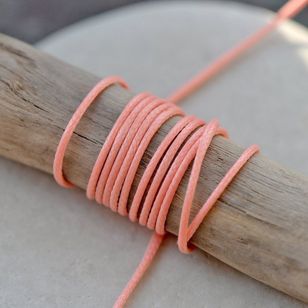Шнур вощеный 1 мм 20 метров для шитья / рукоделия / браслетов, цвет розовый лосось  #1