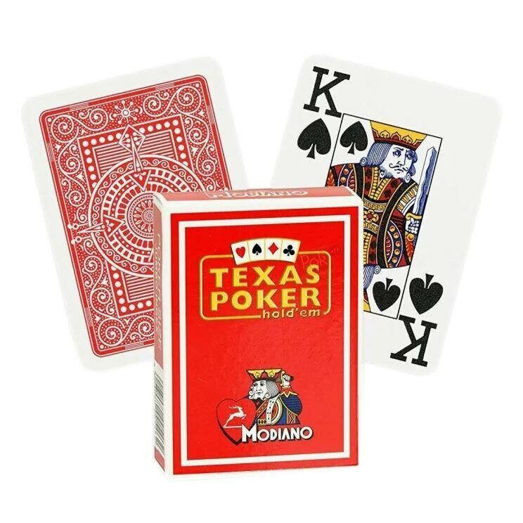 Карты Modiano Texas Poker, красная рубашка, 54 шт, 100% пластик #1