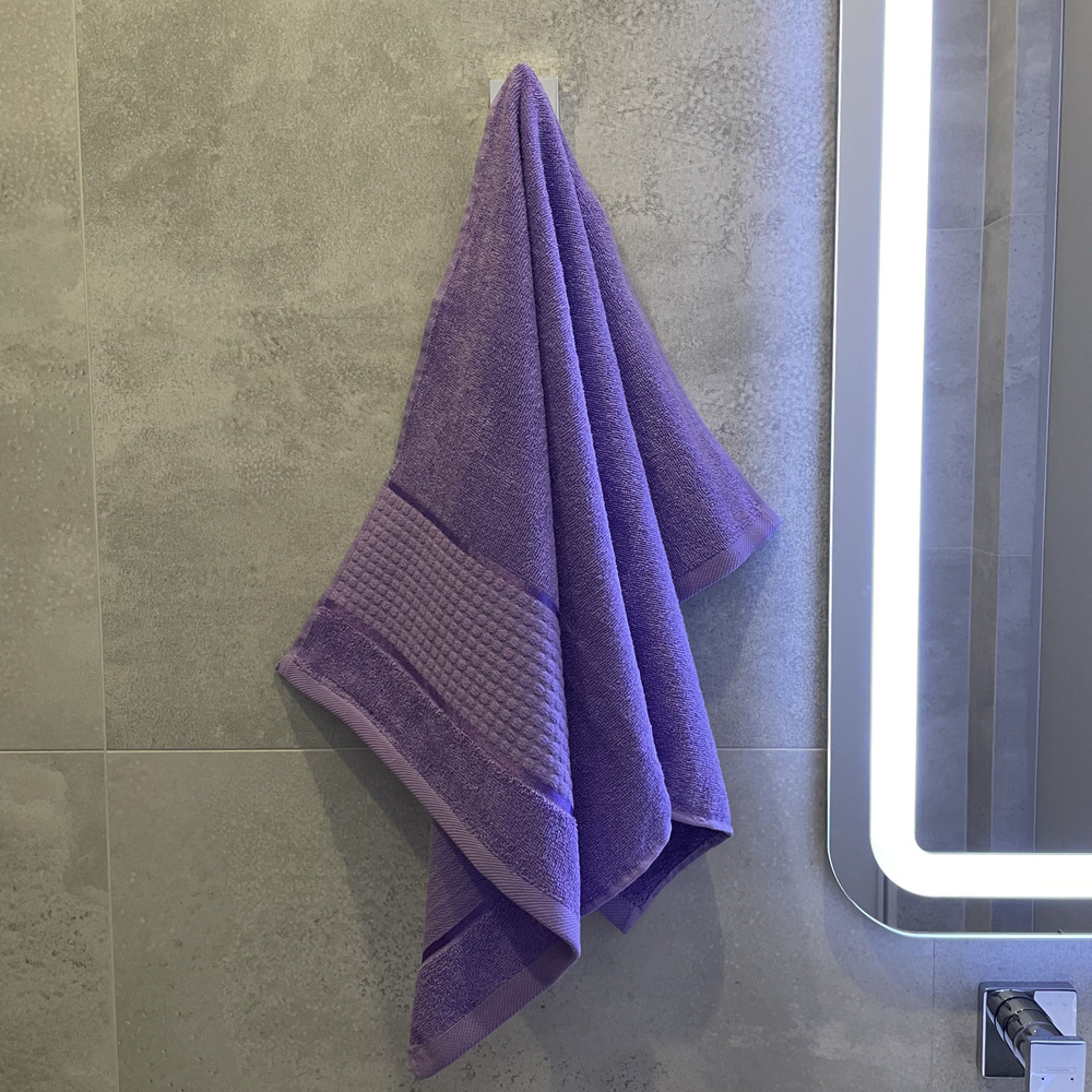 Он и Она Полотенце для ванной, Хлопок, Махровая ткань, 70x130 см, фиолетовый, 1 шт.  #1