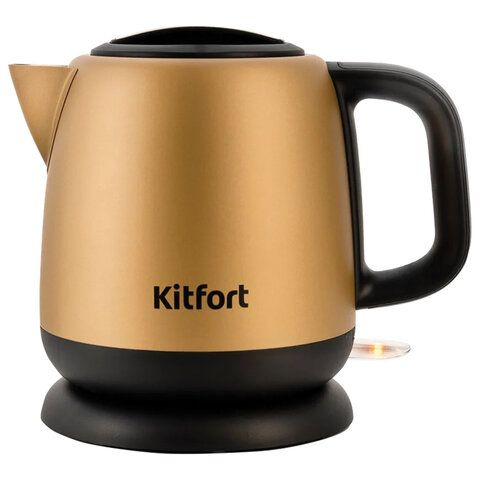 Чайник KITFORT КТ-6111, 1 литр, 1630 Вт, закрытый нагревательный элемент, сталь, золотистый/черный  #1