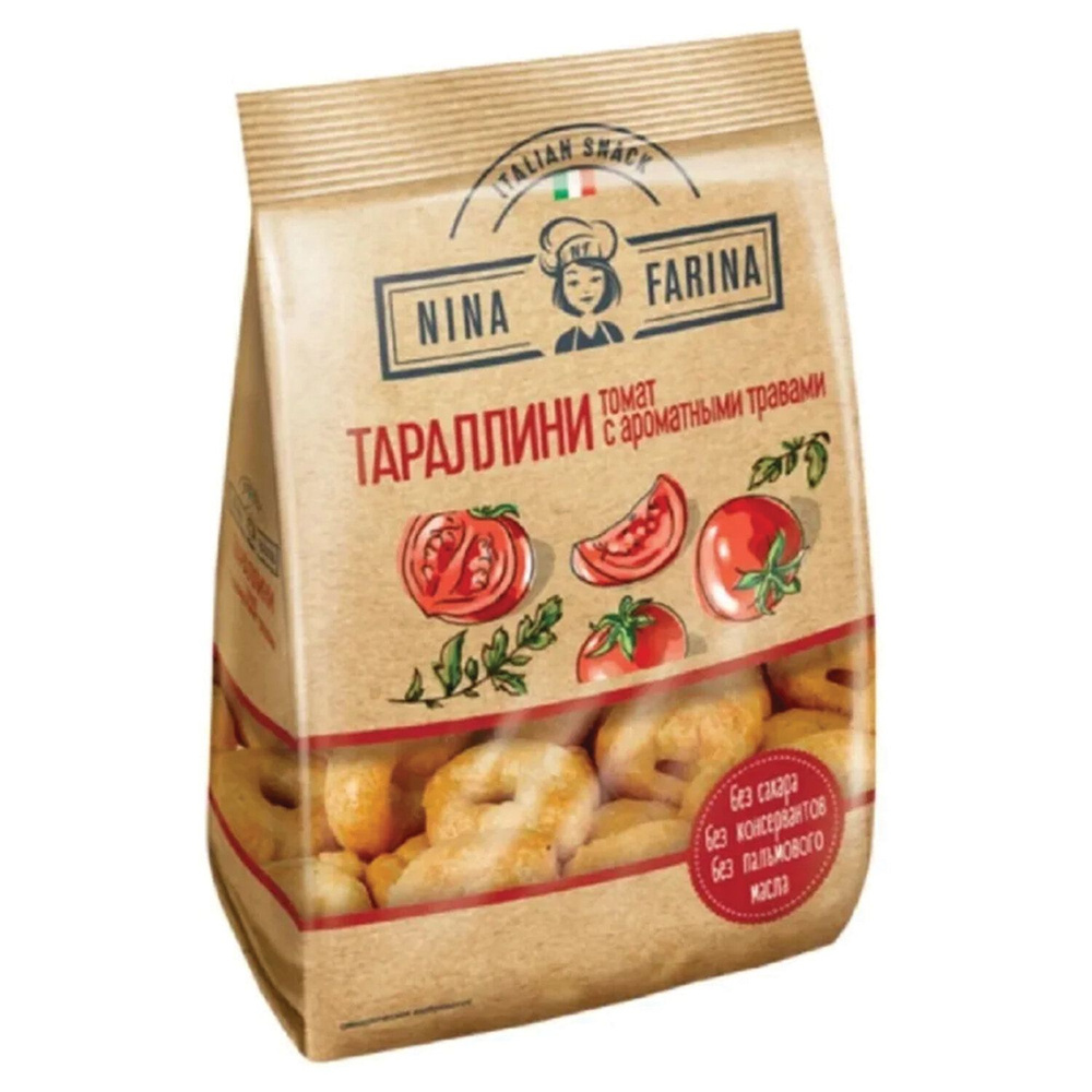 Мини-сушки (тараллини) NINA FARINA с томатом и ароматными травами, пакет, 180 г, ВТ003, 5ед. в комплекте #1
