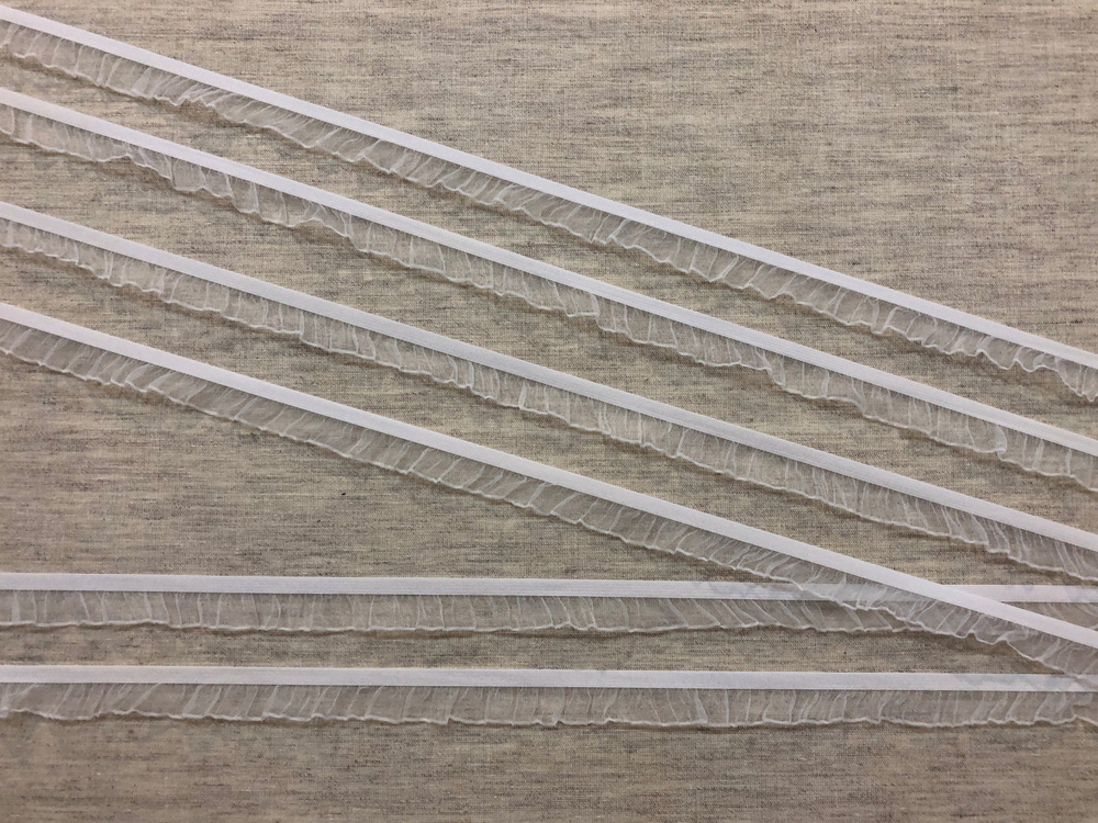 Резинка для шитья с рюшем, арт. РЕЗ 2, ширина 20мм, длина 4 метра, рюш односторонний, цвет белый  #1