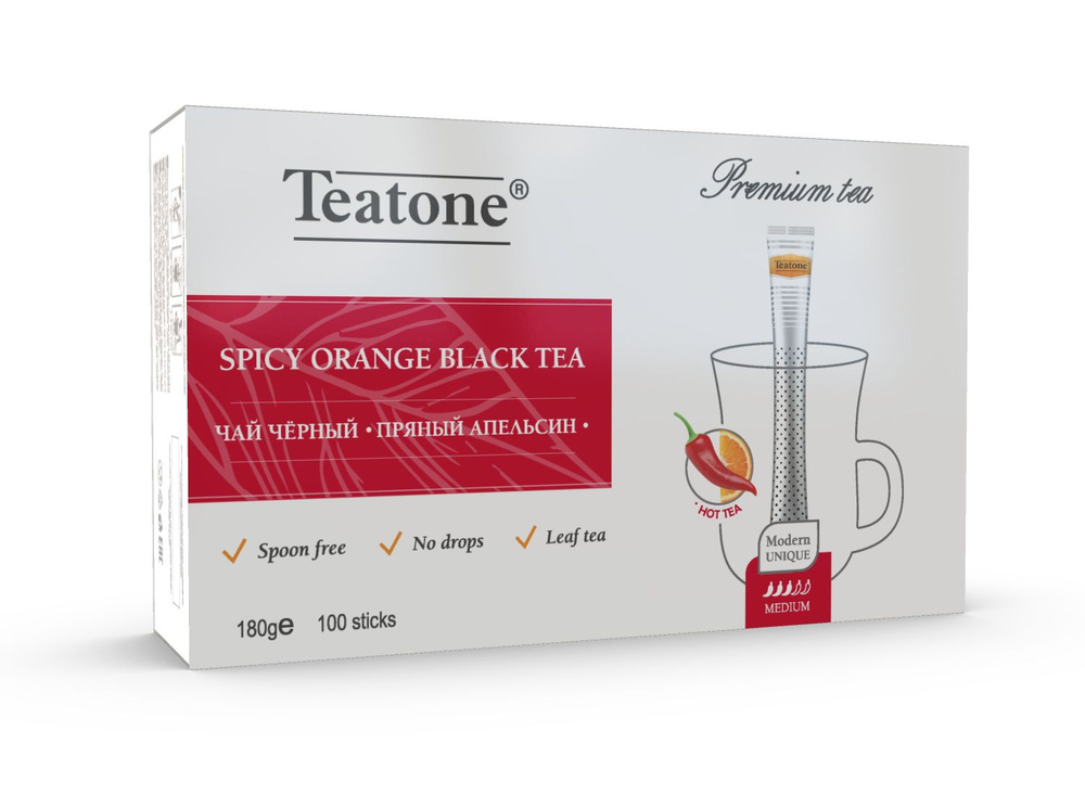 Чай чёрный с апельсином и перцем Пряный апельсин, TEATONE в стиках для разовой заварки (100шт*1,8 г) #1