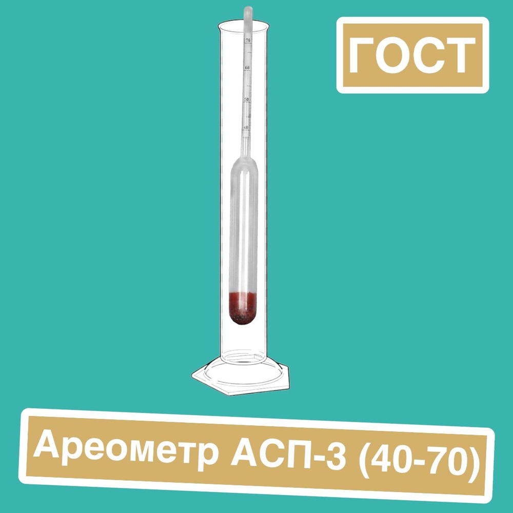 Ареометр для спирта АСП-3 (40%-70%) / Профессиональный спиртомер по ГОСТ 18481-81.  #1