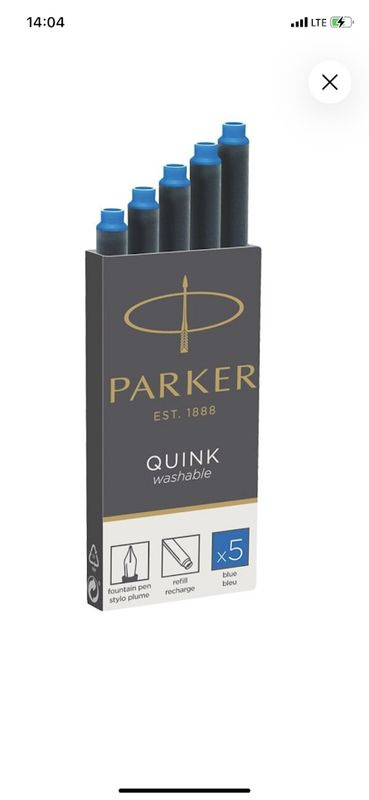 Картриджи чернильные Parker Cartridge Quink Z11 7,45 см, синие, смывающиеся, комплект 5 шт.  #1