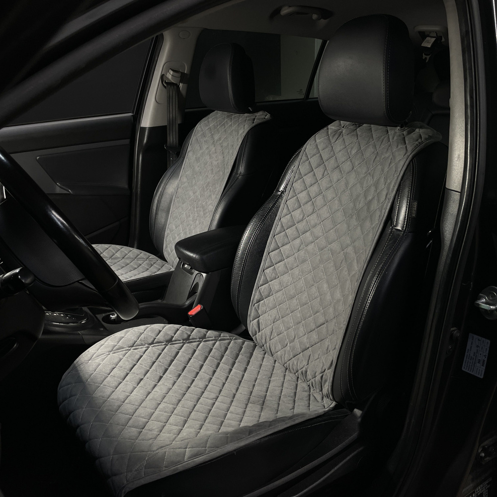 Накидки для Ниссан Террано / Nissan Terrano III (2014-2023) на передние сиденья RS, Алькантара, Серый #1