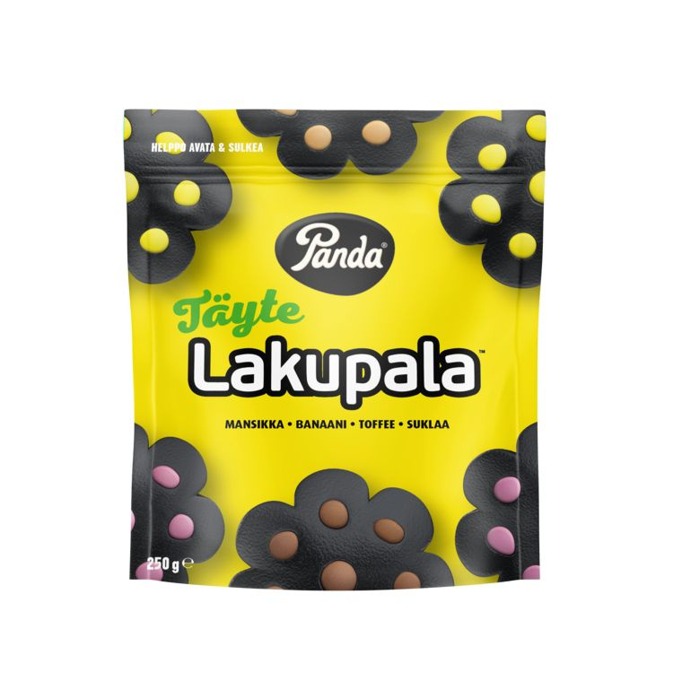Лакричные конфеты Panda Lakupala Tayte вкус начинки шоколад, банан, карамель, клубника (25%) - 250 гр. #1
