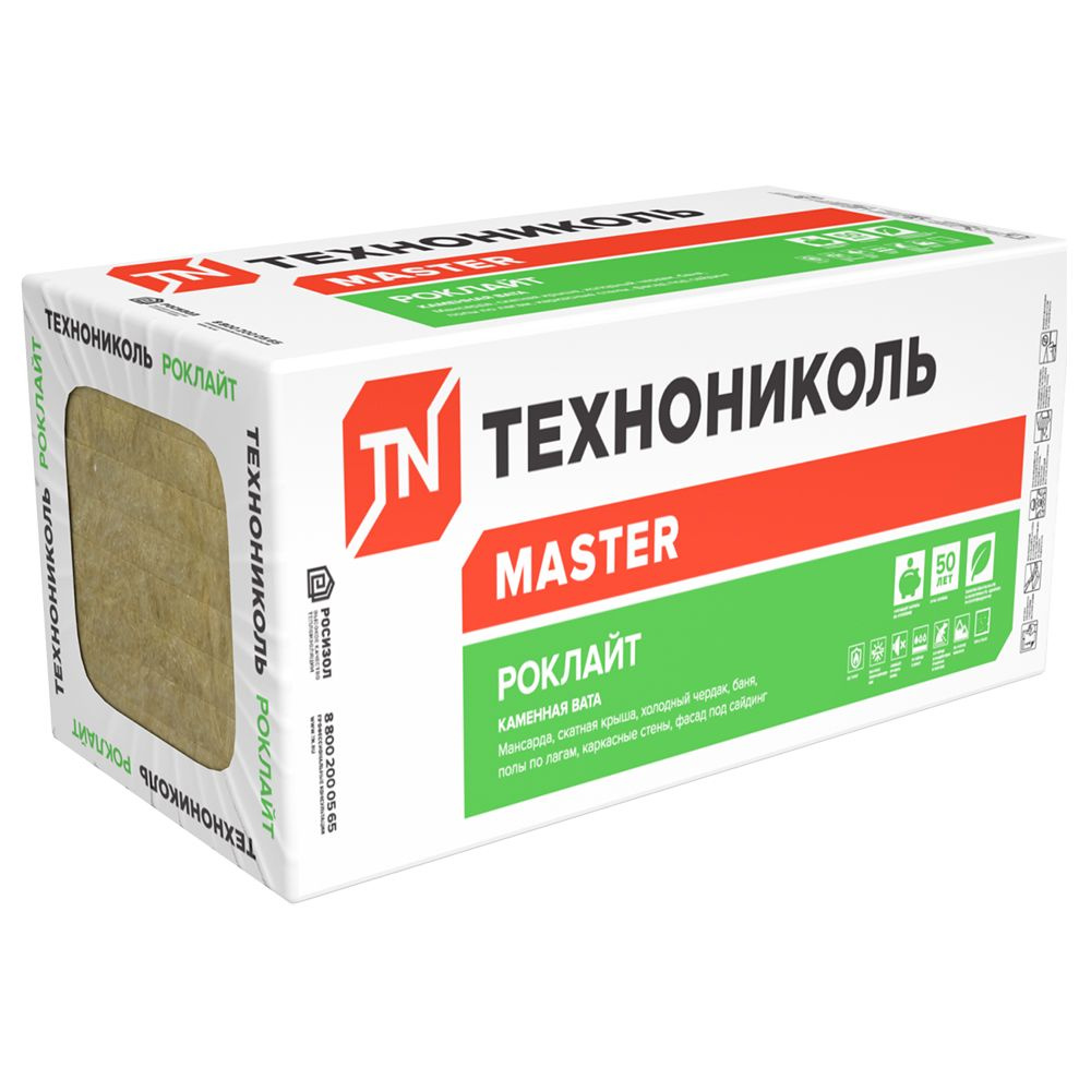 Минеральная вата ТЕХНОНИКОЛЬ Роклайт 1200х600х100 мм 4,32 м2 #1