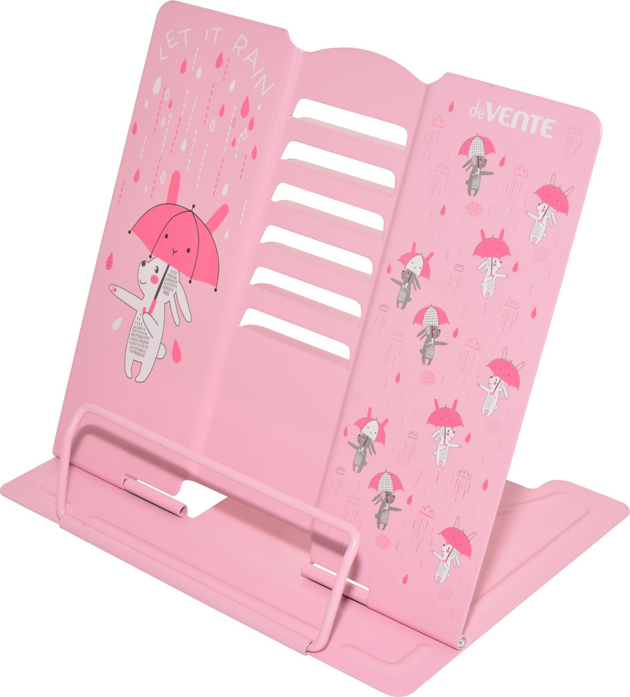 Подставка для книг "Let it Rain" металлическая 200 х 190 мм с рисунком розовая для учебников  #1