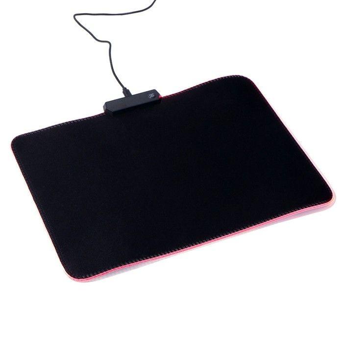 Коврик для мыши, 35х25х0.3 см, с подсветкой RGB, USB, черный #1