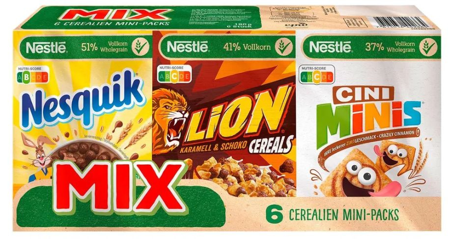 Сухой Завтрак Nestle Mix 6 Mini Packs/Нестле Хлопья Микс Набор из 6шт общий вес 200гр (Великобритания)/Несквик-Лион-Сини #1