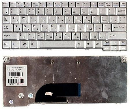 Клавиатура для ноутбука Sony Vaio VPC-M12, VPC-M13 серебряная #1