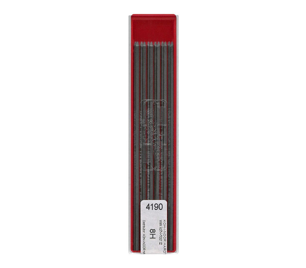 Стержни для механических карандашей KOH-I-NOOR 4190 2.0 мм 8H чернографитные 12 шт. в футляре  #1